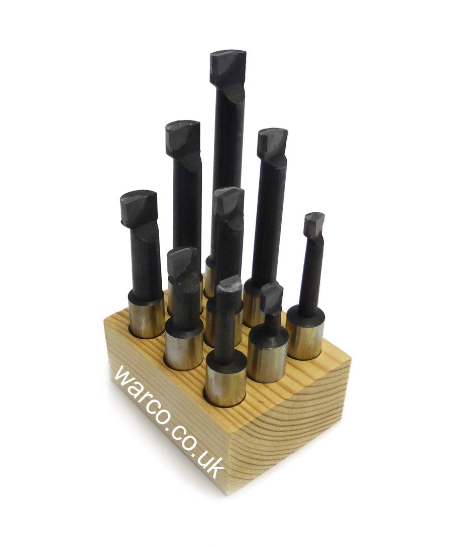Carbide Tipped Boring Bar Milling Cutter - 9 Piece Set - 1/2" set