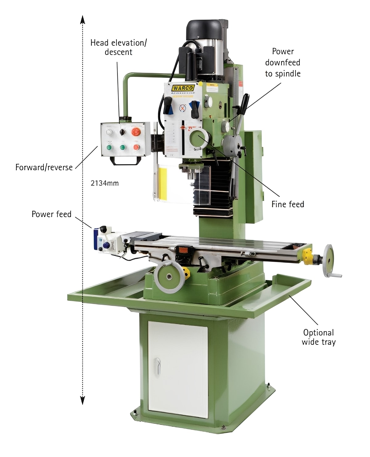 Super Major Milling Machine with DRO- R8 by Warco for metalworking, machine tools lathe and mill use
