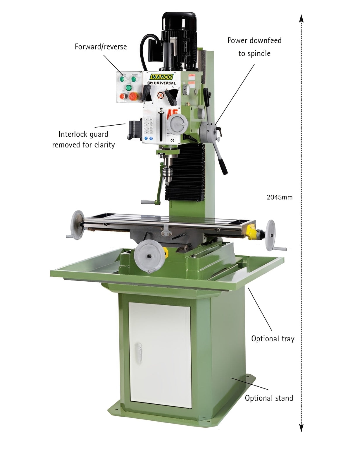 Warco GH Universal Milling Machine with DRO- R8 metalworking machine tools with gear head design and green base