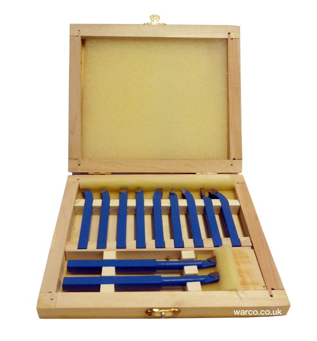Tungsten Carbide Lathe Tools - 11 Piece TCT Turning Tool Set - 10mm