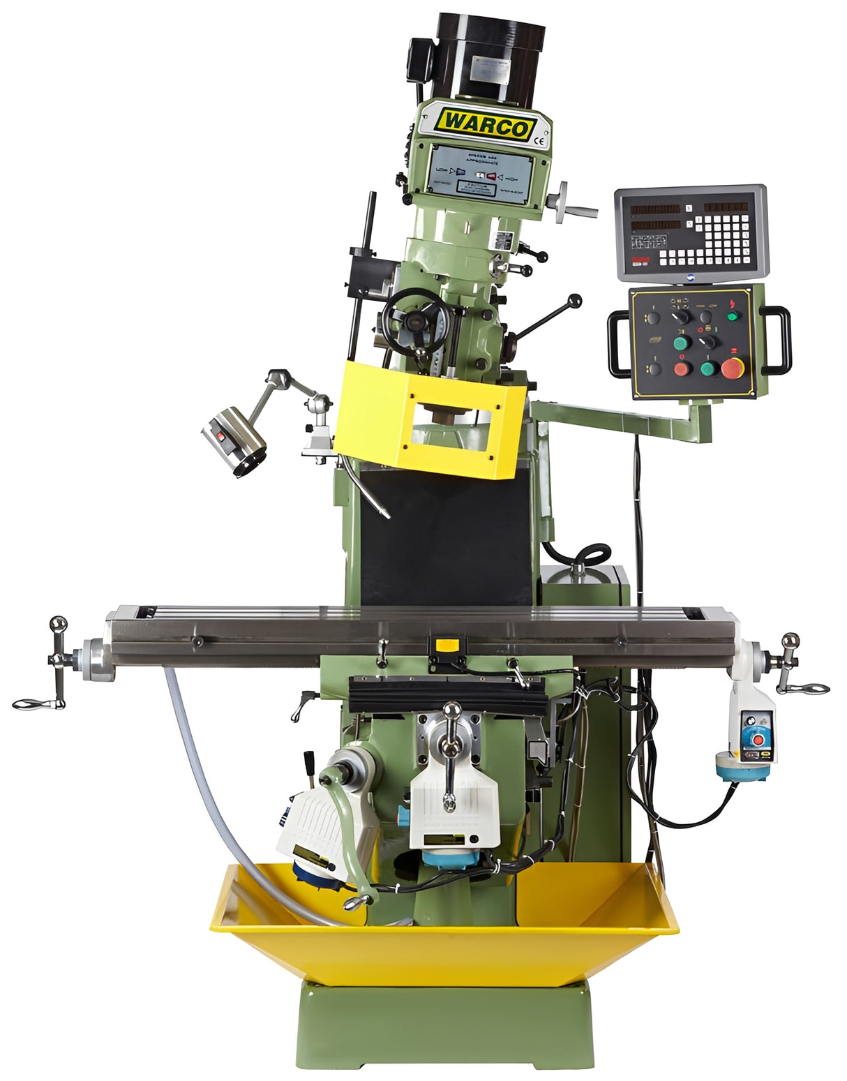 Warco 4VS turret milling machine in green with metalworking machine tools, lathe and mill controls