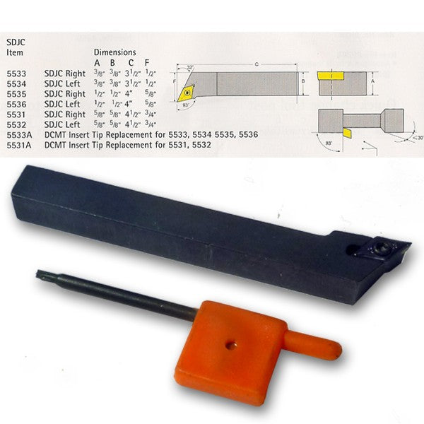 Indexable Lathe Tools - SDJC Tool Holder (tip only) - Replacement tip 5531A