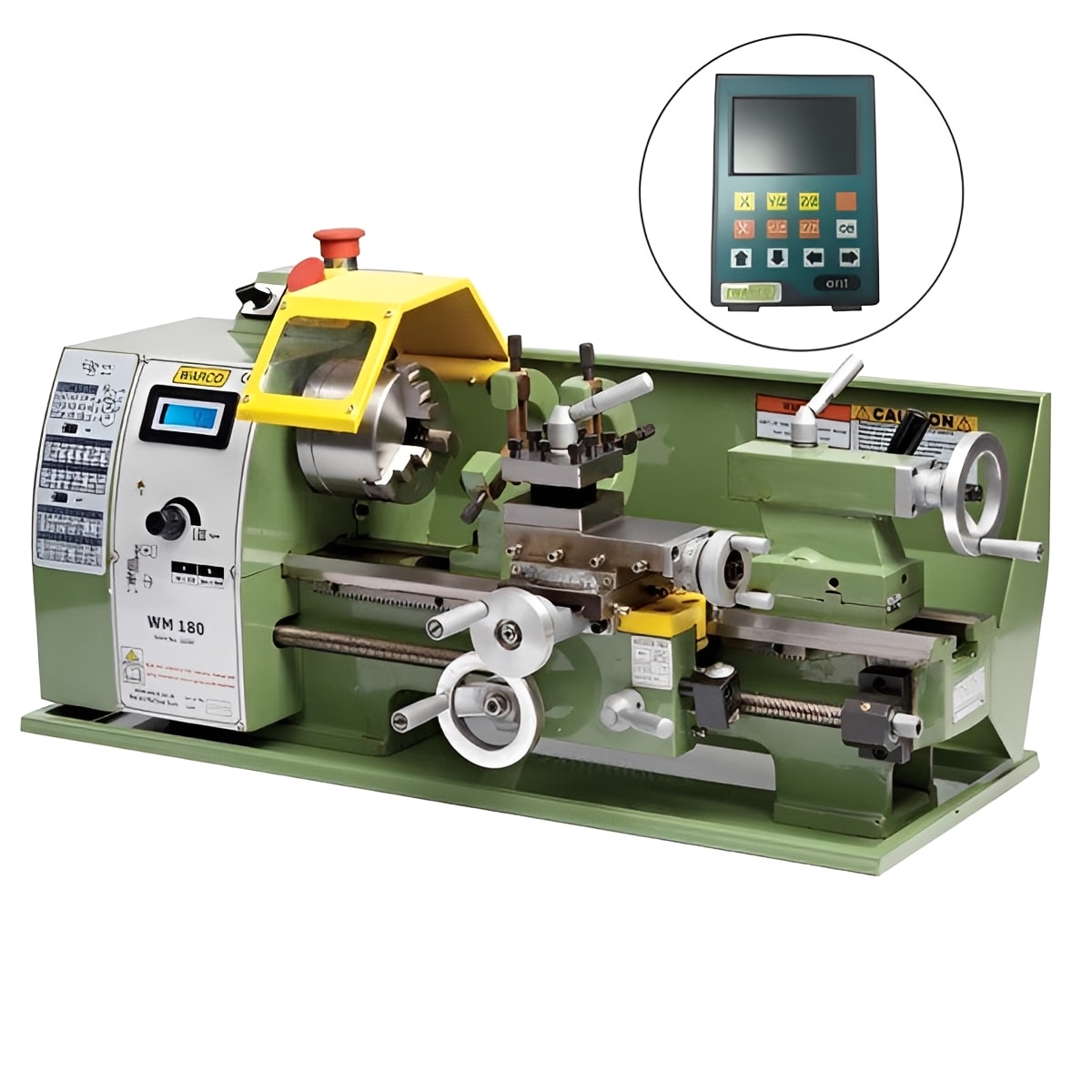 Lathe Starter Bundle Warco WM180 with DRO, metalworking machine tools lathe and mill in green