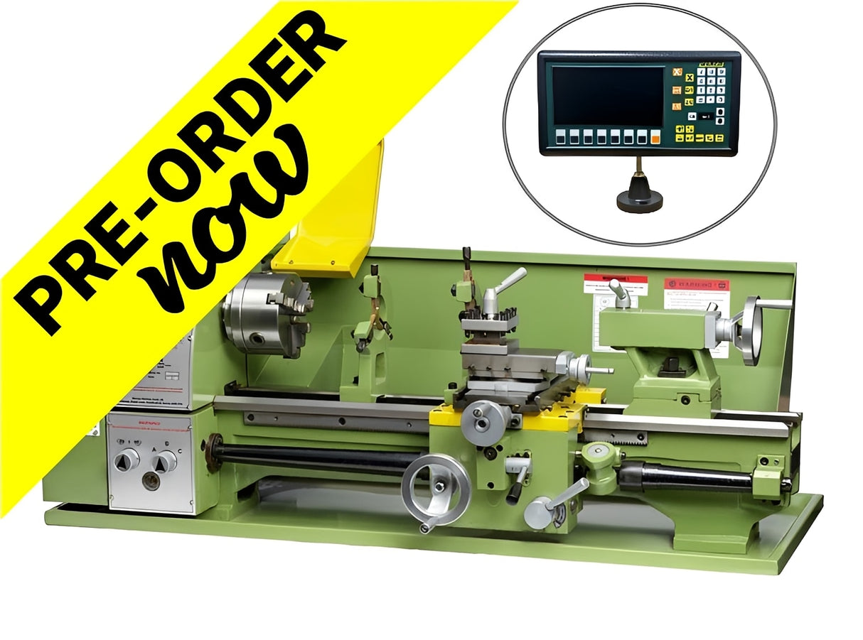 Warco WM250V lathe inverter drive variable speed with DRO for metalworking machine tools, green bench model
