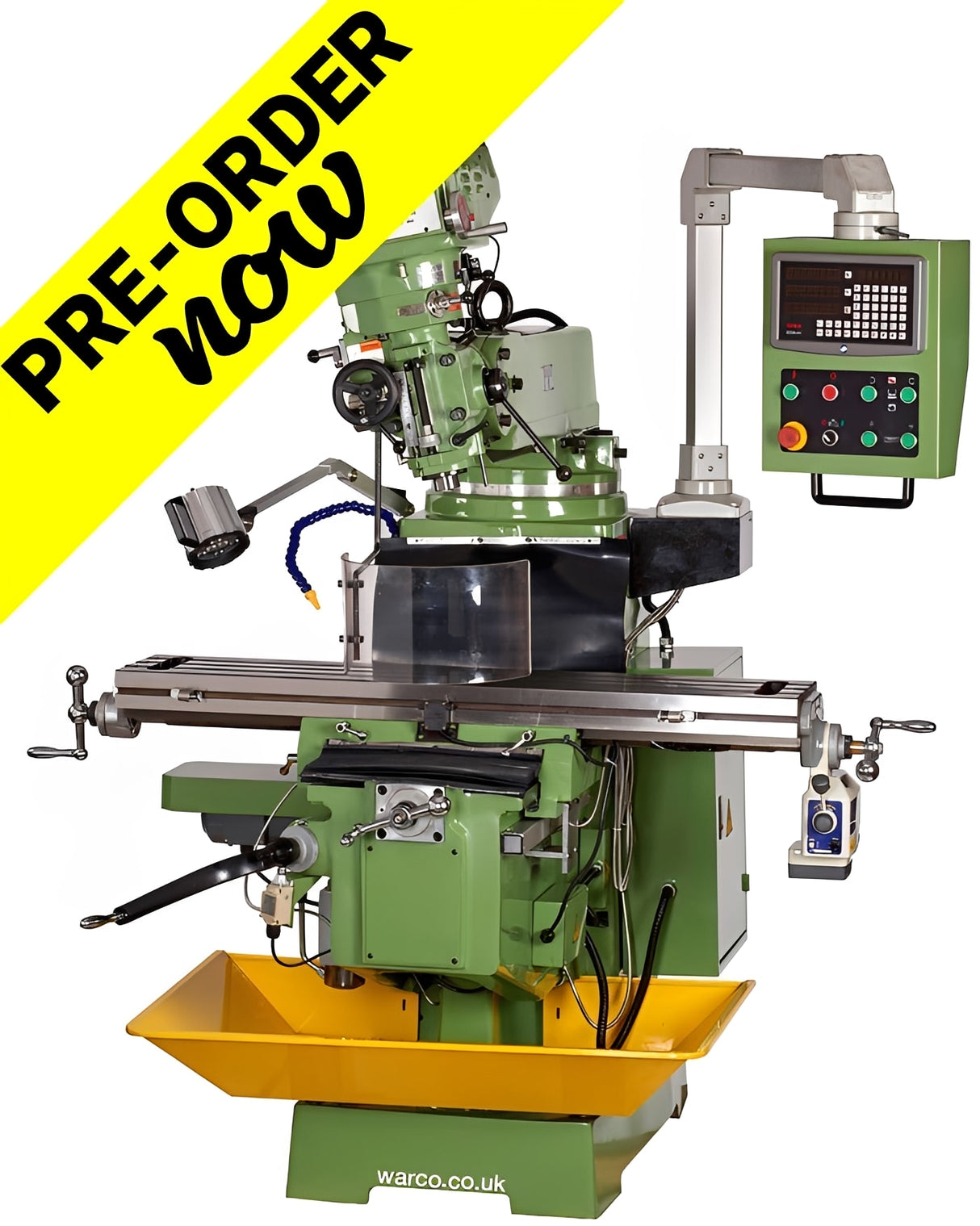 Warco WM40 turret milling machine 3 axes DRO and Pfeeds- R8 in green with metalworking machine tools