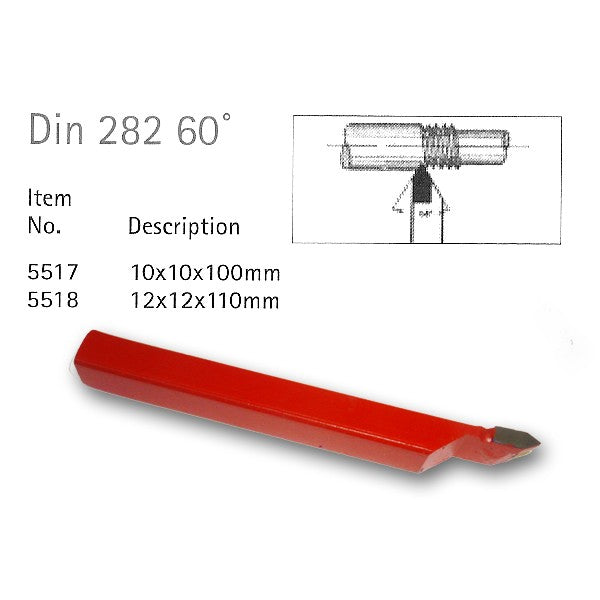 Carbide Tip Lathe Tool 60° Threading 10mm - 5517