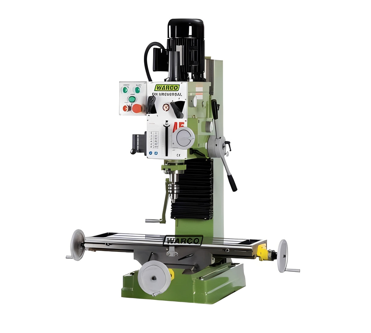GH Universal Milling Machine- R8 by Warco metalworking machine tools lathe mill, with green base and control panel