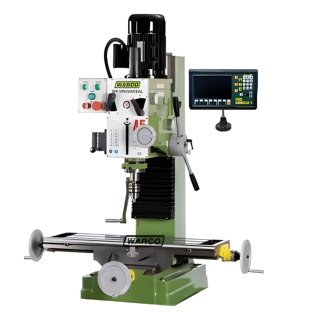 GH Universal Milling Machine with DRO- R8 by Warco, green machine tools for metalworking, lathe and mill