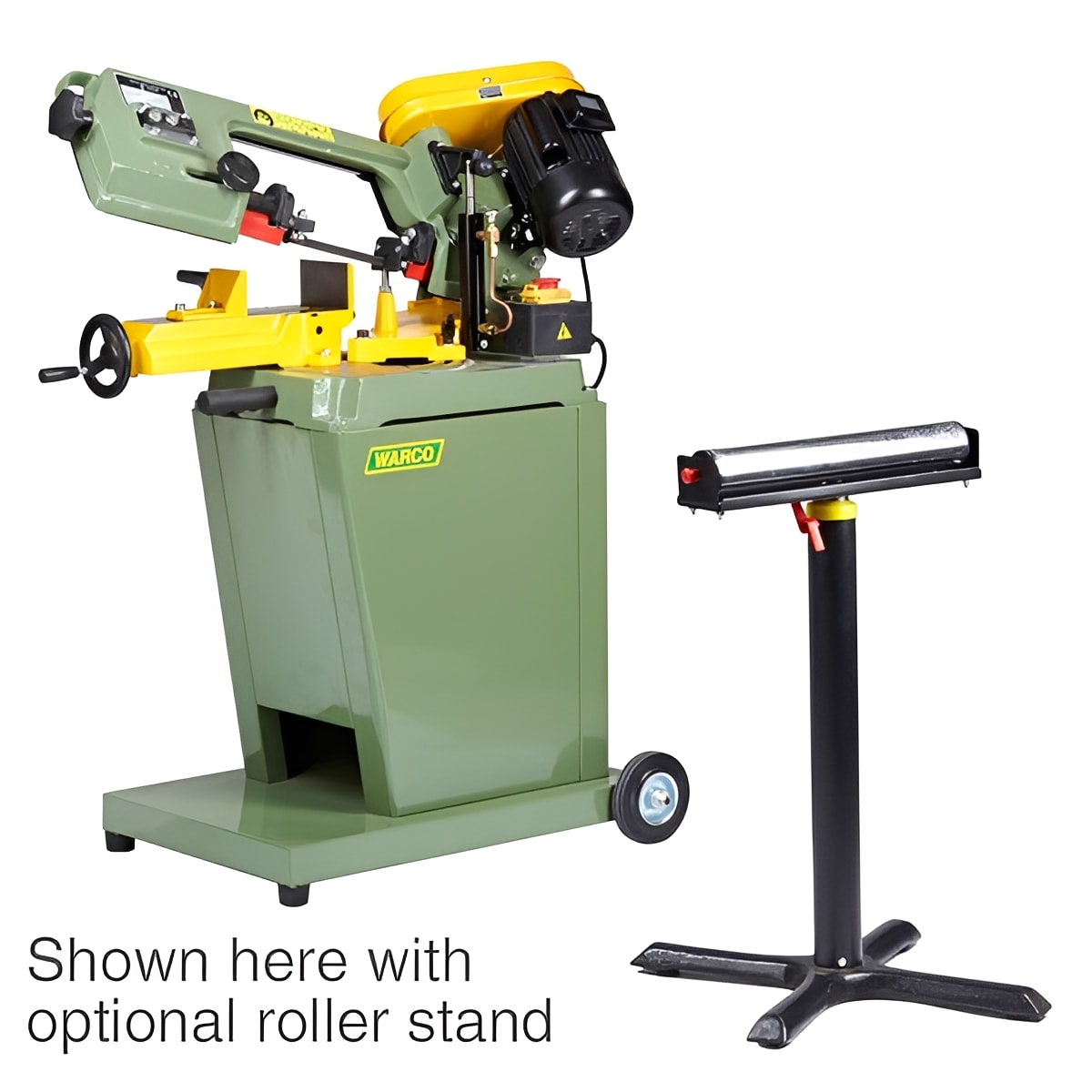 5 inch Mitre Arm Bandsaw by Warco, green machine tools for metalworking, lathe and mill use