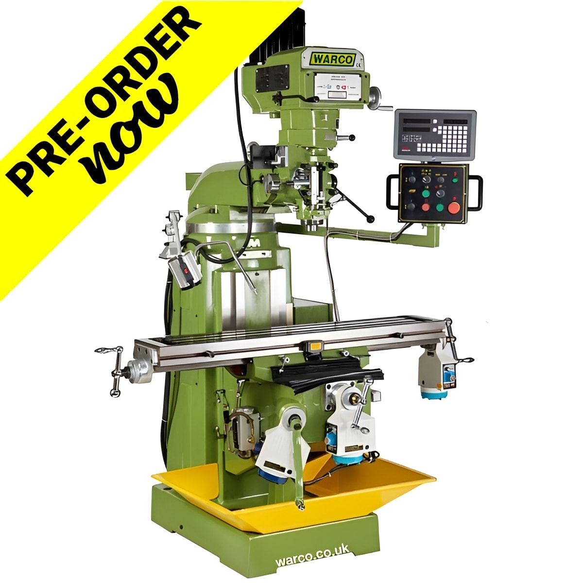 Warco 4VS turret milling machine with 3 axis DRO, green machine tools for metalworking, lathe and mill