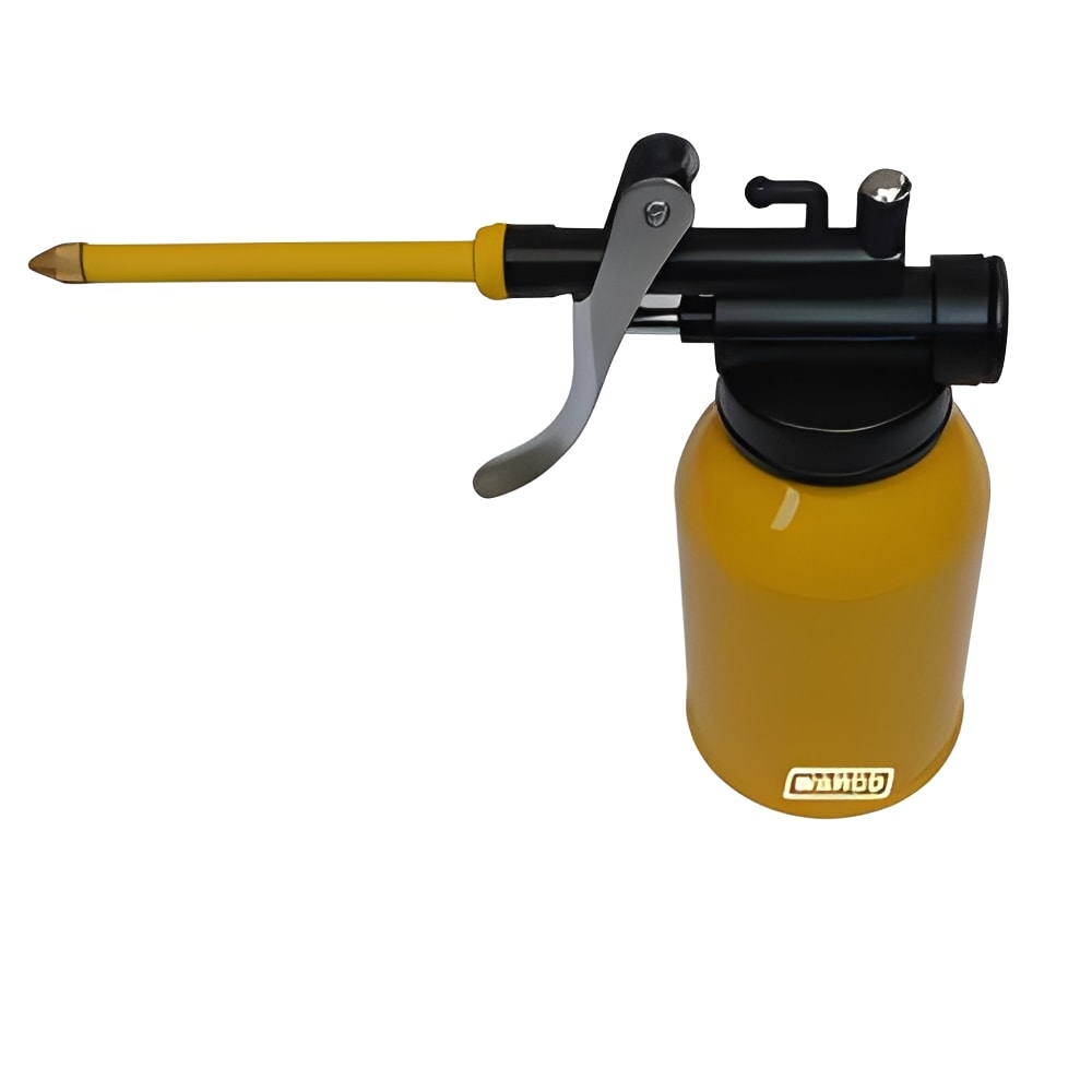 Oil Can Warco in yellow with metalworking machine tools lathe and mill cutting oil applicator