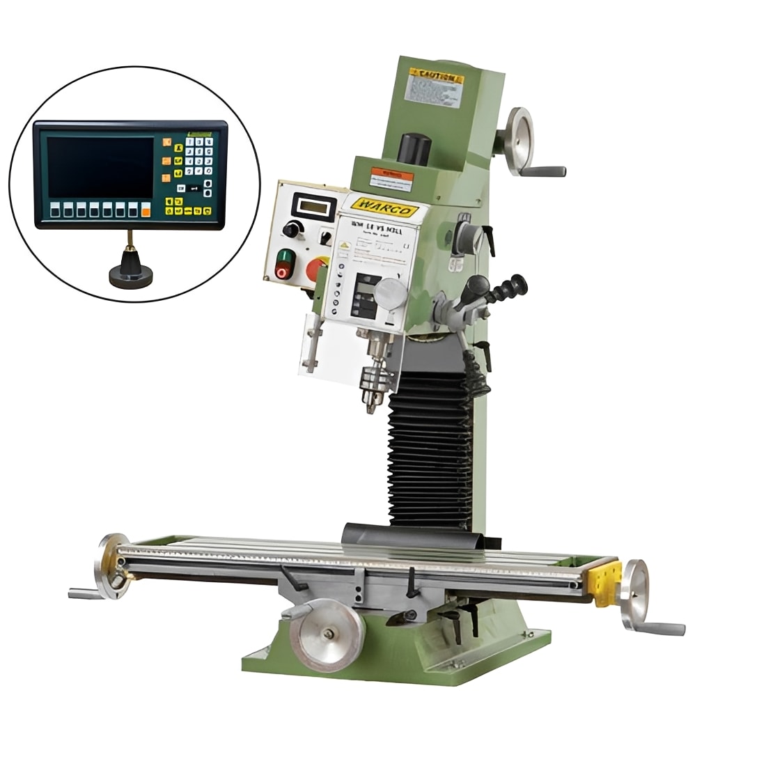 Warco WM18 Milling Machine variable speed with DRO, metalworking machine tools lathe mill, green base