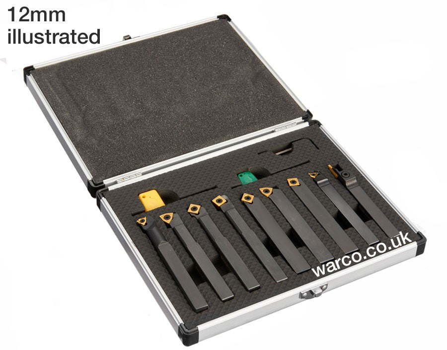 Indexable Lathe Tools - 9 Piece Set 8mm 10mm 12mm - 9665B TIP SET