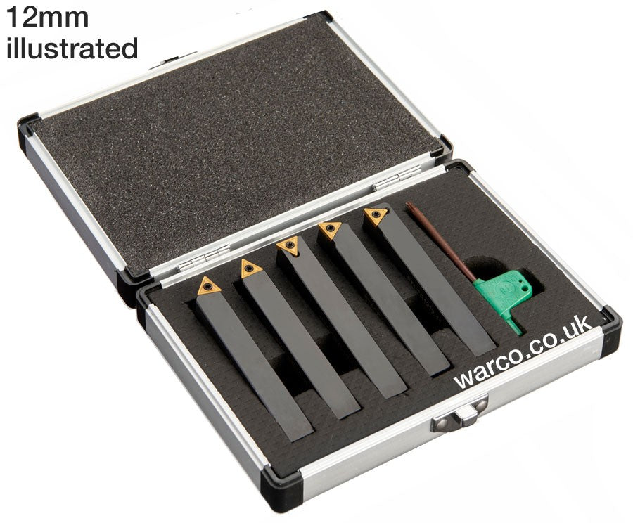 Indexable Lathe Tools - 5 Piece Set 8mm 10mm 12mm 16mm - 9655A Inserts