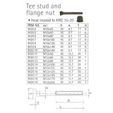 Tee Stud & Flange Nut - M10x140