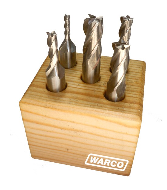 End Mills HSS Milling Cutters Plain Shank - 5 Piece Set - Metric
