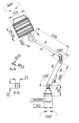 LED Work Light with Articulated Arm - Light with permanent base