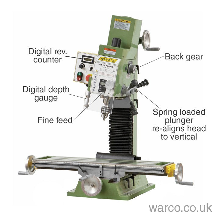 WM18 Milling Machine - Variable Speed - R8