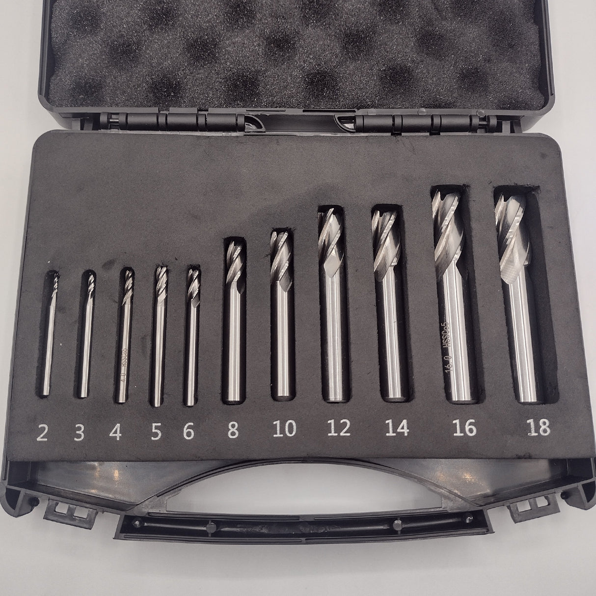 End Mills HSS Milling Cutters Plain Shank - 11 Piece Set