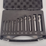 End Mills HSS Milling Cutters Plain Shank - 11 Piece Set