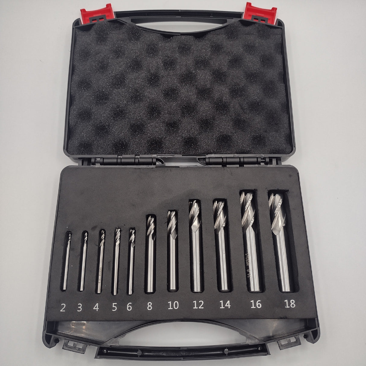 End Mills HSS Milling Cutters Plain Shank - 11 Piece Set