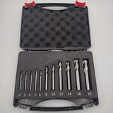 End Mills HSS Milling Cutters Plain Shank - 11 Piece Set