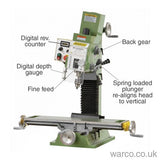 WM18 Milling Machine - Variable Speed with DRO - R8